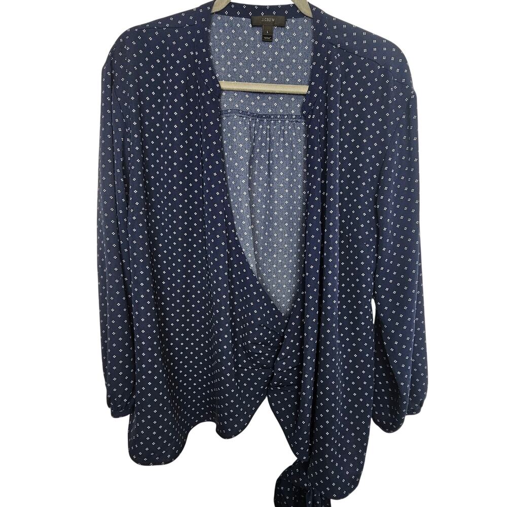 J. Crew Womens Foulard Floral Wrap Top Size L Classic Preppy Drapey Old Money - Picture 2 of 10